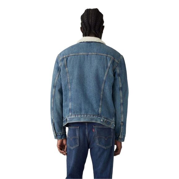 Levis Mens Type III Sherpa Trucker Jacket / Blue - Picture 2 of 5